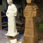 Plâtre et pièce chêne statuette St Fiacre 2023
